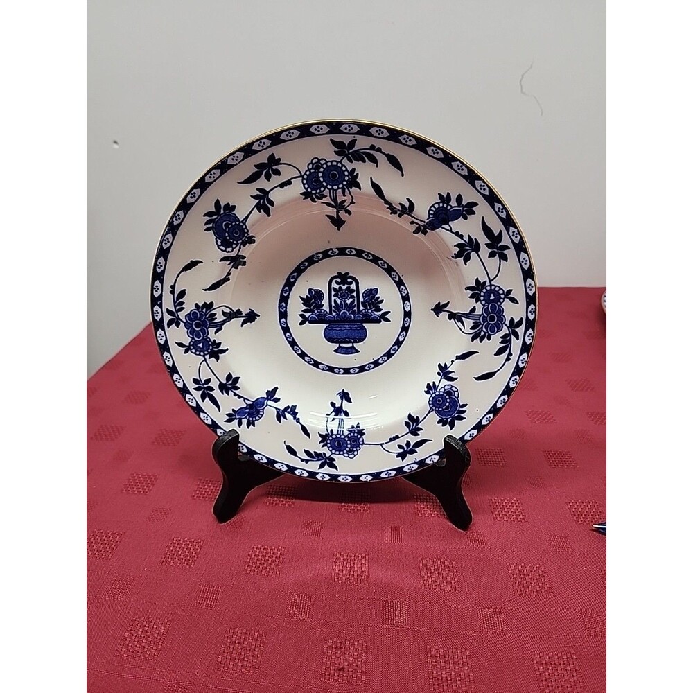 VTG Minton Delpht Soup Bowl Flow Blue Ware 9" 1891-1912 England